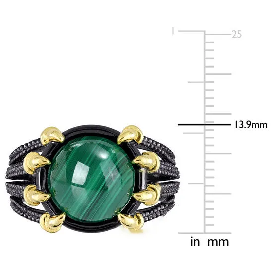 JMS always Rings Original Amour 6 CT TGW Malachite Fashion Ring Yellow Silver Black Rhodium Plated JMS always Rings Original Amour 6 CT TGW Malachite Fashion Ring Yellow Silver Black Rhodium Plated