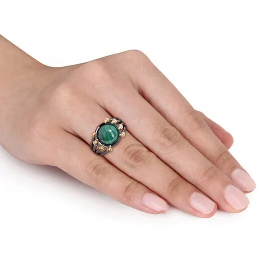 JMS always Rings Original Amour 6 CT TGW Malachite Fashion Ring Yellow Silver Black Rhodium Plated JMS always Rings Original Amour 6 CT TGW Malachite Fashion Ring Yellow Silver Black Rhodium Plated