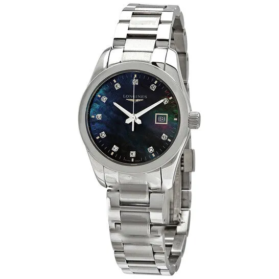 JMS always Watches Original Longines Conquest Classic Black Mother of Pearl Diamond Dial Ladies Watch L22864886