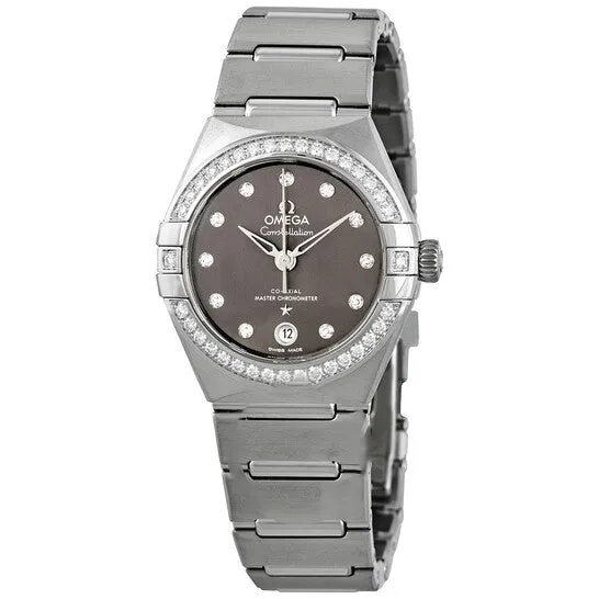 JMS always Watches Original Omega Constellation Automatic Chronometer Diamond Grey Dial Ladies Watch 13115292056001