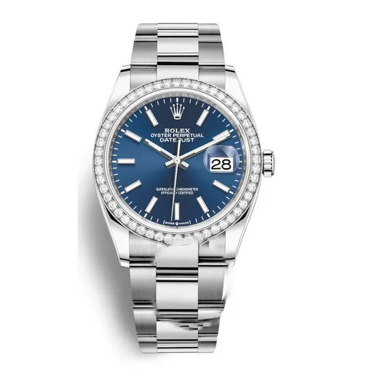 JMS always Watches Original Rolex Datejust 36 Blue Dial Automatic Unisex Oyster Watch 126284BLSO