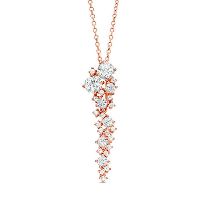 LabCreated White Sapphire Cluster Drop Pendant in Sterling Silver with 18K Rose Gold Plate Goldia Earrings LabCreated White Sapphire Cluster Drop Pendant in Sterling Silver with 18K Rose Gold Plate Goldia Earrings
