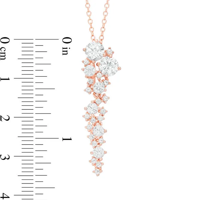 LabCreated White Sapphire Cluster Drop Pendant in Sterling Silver with 18K Rose Gold Plate Goldia Earrings LabCreated White Sapphire Cluster Drop Pendant in Sterling Silver with 18K Rose Gold Plate Goldia Earrings