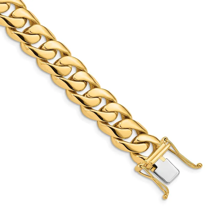 MDS Bracelets Solid 14K Yellow Gold 8 inch 108mm Hand Polished Rounded Curb Link with Box Catch Clasp Bracelet MDS Bracelets Solid 14K Yellow Gold 8 inch 108mm Hand Polished Rounded Curb Link with Box Catch Clasp Bracelet