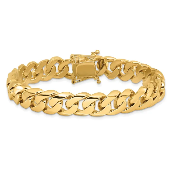 MDS Bracelets Solid 14K Yellow Gold 8 inch 108mm Hand Polished Rounded Curb Link with Box Catch Clasp Bracelet MDS Bracelets Solid 14K Yellow Gold 8 inch 108mm Hand Polished Rounded Curb Link with Box Catch Clasp Bracelet