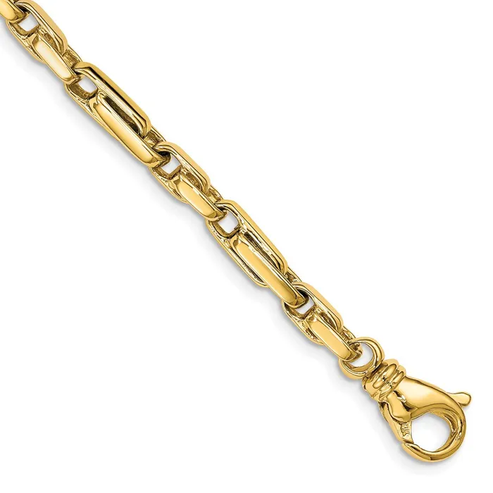 MDS Bracelets Solid 14K Yellow Gold 9 inch 5mm Hand Polished Fancy Link with Fancy Lobster Clasp Chain Bracelet MDS Bracelets Solid 14K Yellow Gold 9 inch 5mm Hand Polished Fancy Link with Fancy Lobster Clasp Chain Bracelet