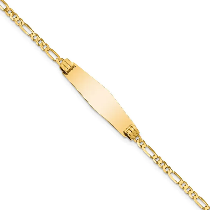 MDS Solid 14K Yellow Gold Soft Diamond Shape Figaro ID Bracelet Bracelets MDS Solid 14K Yellow Gold Soft Diamond Shape Figaro ID Bracelet Bracelets