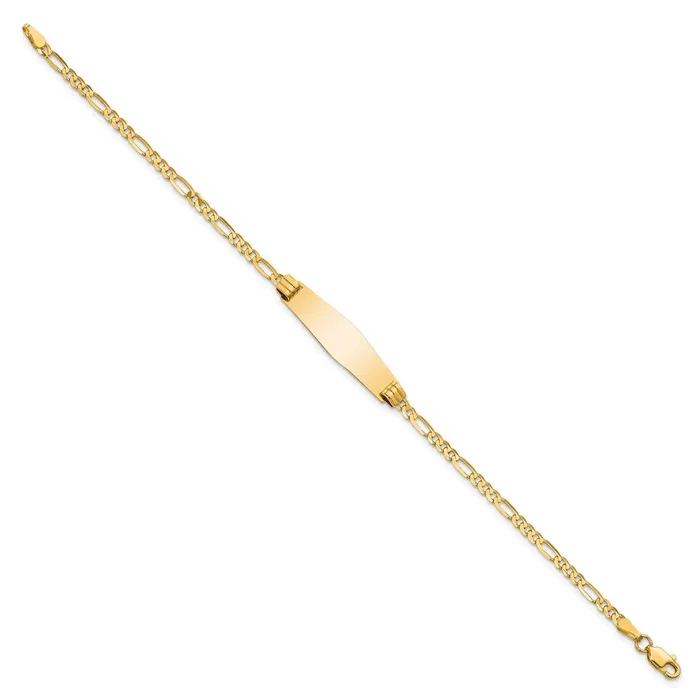 MDS Solid 14K Yellow Gold Soft Diamond Shape Figaro ID Bracelet Bracelets MDS Solid 14K Yellow Gold Soft Diamond Shape Figaro ID Bracelet Bracelets