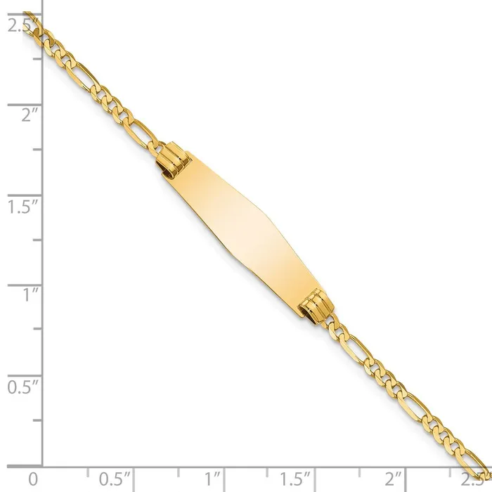 MDS Solid 14K Yellow Gold Soft Diamond Shape Figaro ID Bracelet Bracelets MDS Solid 14K Yellow Gold Soft Diamond Shape Figaro ID Bracelet Bracelets