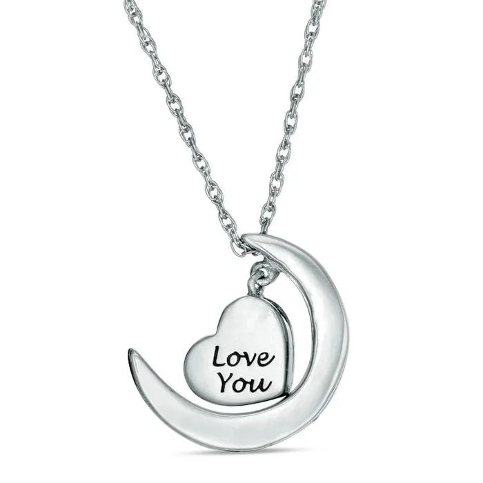 Necklaces 007 CT TW Natural Diamond Crescent Moon and Heart Dangle Love Message Pendant in Sterling Silver and 10K Yellow Gold Goldia Necklaces 007 CT TW Natural Diamond Crescent Moon and Heart Dangle Love Message Pendant in Sterling Silver and 10K Yellow Gold Goldia