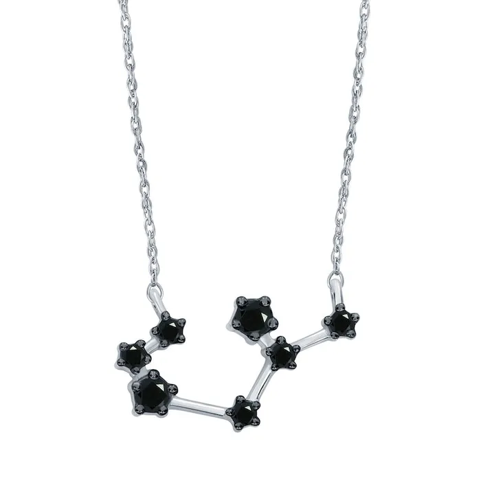 Necklaces 02 CT TW Enhanced Black Natural Diamond Sagittarius Constellation Necklace in Sterling Silver Goldia