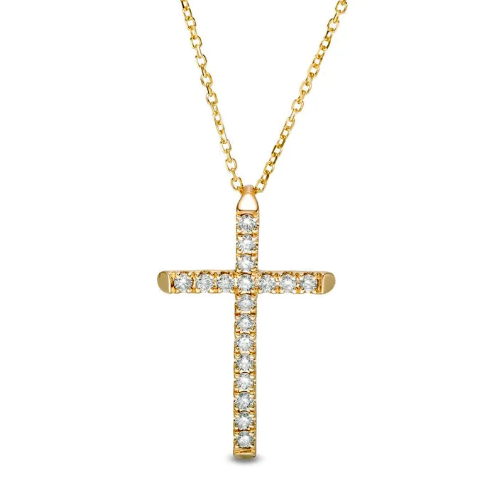 Necklaces 025 CT TW Certified Natural Diamond Cross Pendant in 14K Gold HI1 Goldia Necklaces 025 CT TW Certified Natural Diamond Cross Pendant in 14K Gold HI1 Goldia