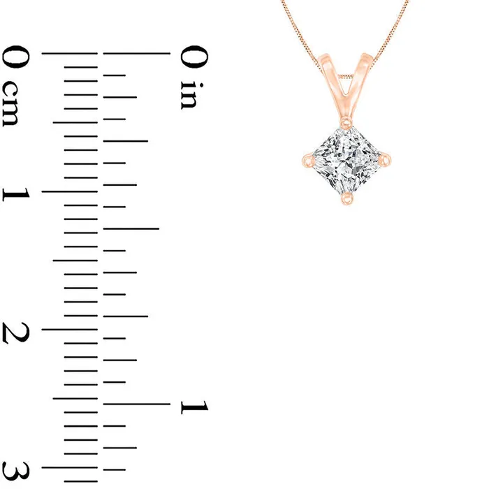 Necklaces 05 CT Certified PrincessCut Natural Clarity Enhanced Solitaire Pendant in 14K Rose Gold ISI2 Goldia Necklaces 05 CT Certified PrincessCut Natural Clarity Enhanced Solitaire Pendant in 14K Rose Gold ISI2 Goldia