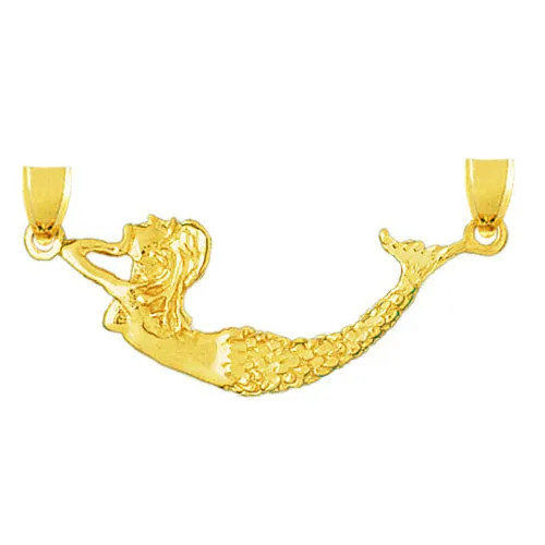 Necklaces 14K Gold 3D Swimming Mermaid Pendant Goldia