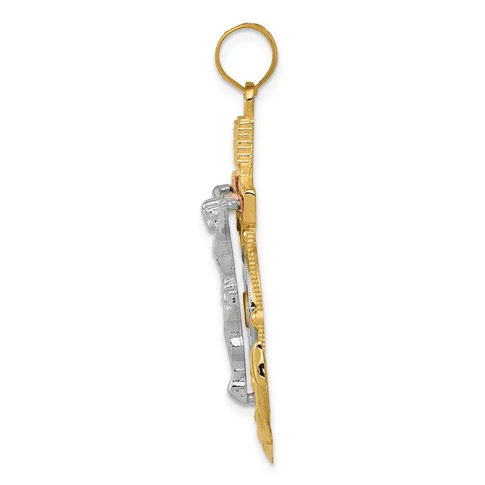 Necklaces 14k TriColor Gold Diamondcut wTextured Mariners Cross Pendant Goldia