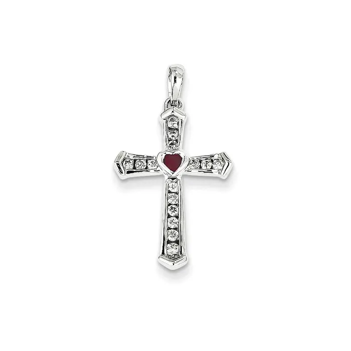 Necklaces 14k White Gold Ruby u0026 Real Diamond Cross Pendant Goldia