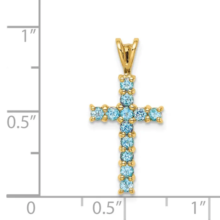 Necklaces 14k Yellow Gold Blue Topaz Cross Pendant Goldia