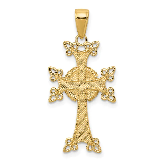 Necklaces 14k Yellow Gold PolishedTextured Armenian Cross Pendant Goldia