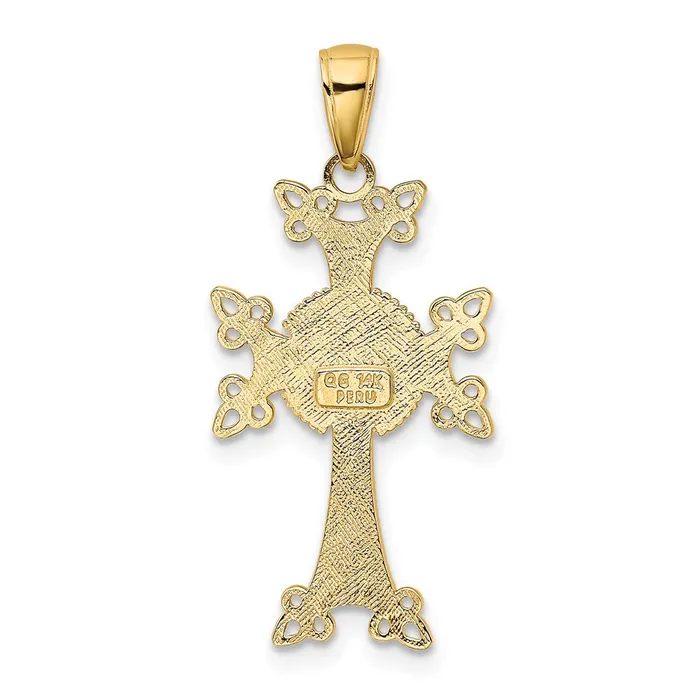 Necklaces 14k Yellow Gold PolishedTextured Armenian Cross Pendant Goldia