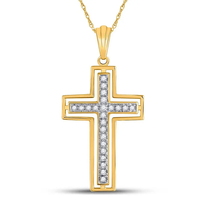 Necklaces gndatlanta 10k Yellow Gold Round Diamond Cross Pendant 14 Cttw