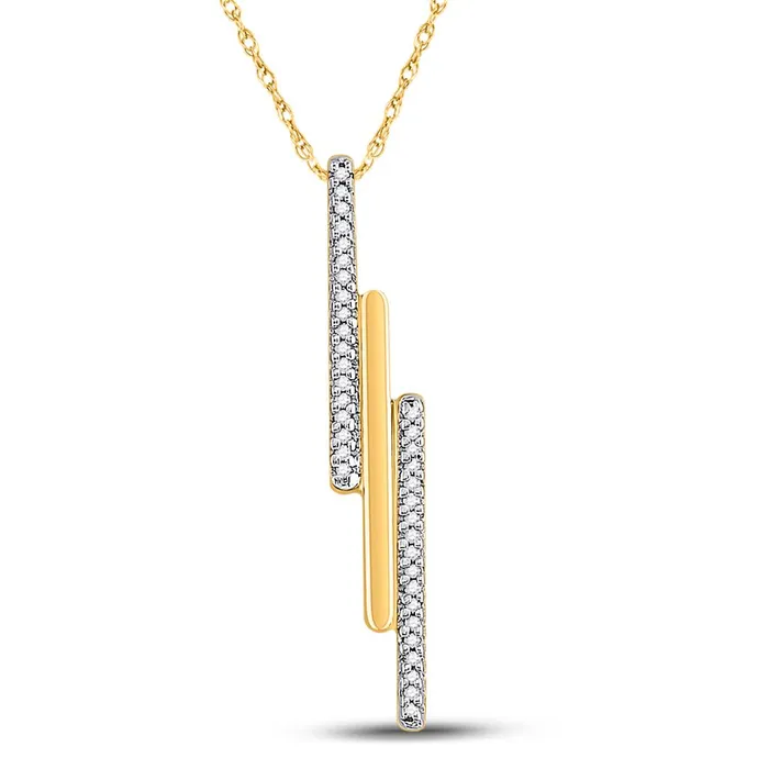 Necklaces gndatlanta 10k Yellow Gold Round Diamond Triple Vertical Bar Pendant 18 Cttw