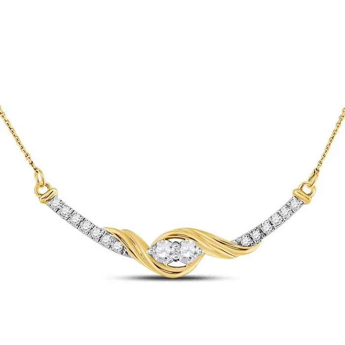 Necklaces gndatlanta 14k Yellow Gold Round Diamond Bar 2stone Necklace 13 Cttw