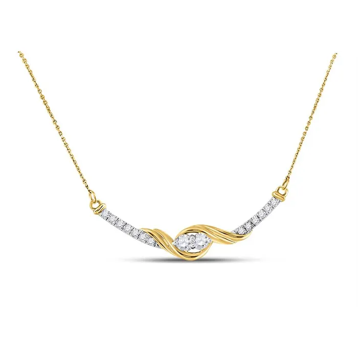 Necklaces gndatlanta 14k Yellow Gold Round Diamond Bar 2stone Necklace 13 Cttw