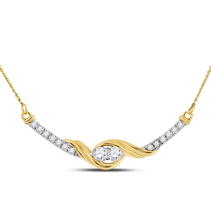Necklaces gndatlanta 14k Yellow Gold Round Diamond Bar 2stone Necklace 13 Cttw