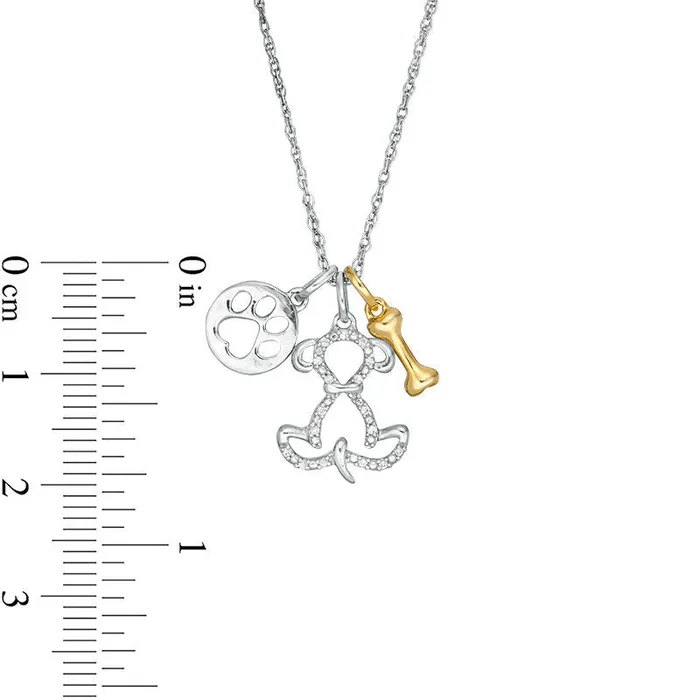 Necklaces Goldia 005 CT TW Natural Diamond Dog Mom Themed Charm Pendant in Sterling Silver and 14K Gold Plate Necklaces Goldia 005 CT TW Natural Diamond Dog Mom Themed Charm Pendant in Sterling Silver and 14K Gold Plate