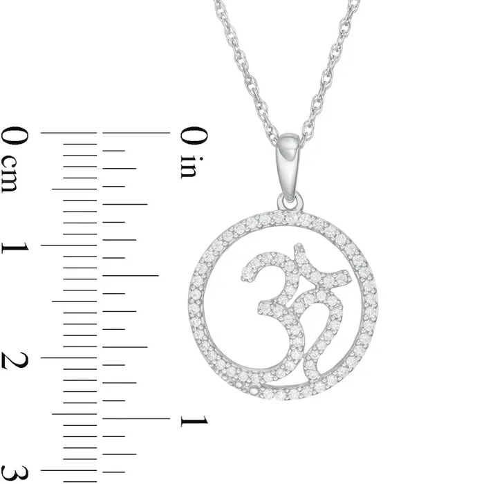 Necklaces Goldia 033 CT TW Natural Diamond Om Symbol Circle Pendant in 10K White Gold Necklaces Goldia 033 CT TW Natural Diamond Om Symbol Circle Pendant in 10K White Gold