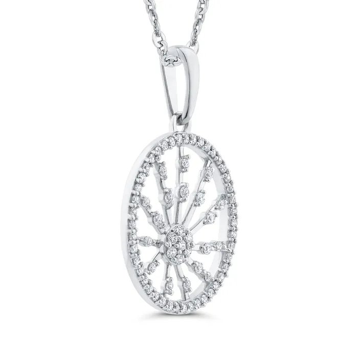Necklaces Goldia 038 CT TW Natural Diamond Bursting Ray Circle Pendant in 10K White Gold Necklaces Goldia 038 CT TW Natural Diamond Bursting Ray Circle Pendant in 10K White Gold