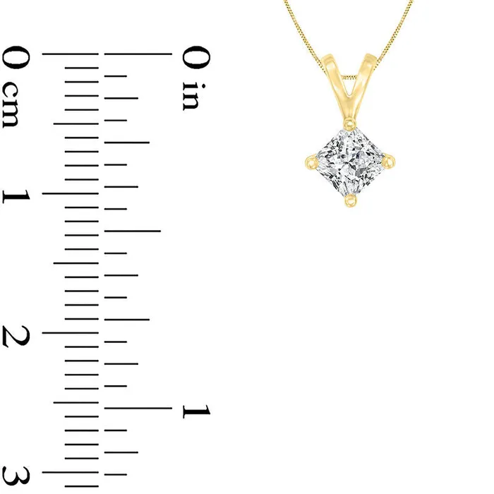 Necklaces Goldia 05 CT Certified PrincessCut Natural Clarity Enhanced Solitaire Pendant in 14K Gold ISI2 Necklaces Goldia 05 CT Certified PrincessCut Natural Clarity Enhanced Solitaire Pendant in 14K Gold ISI2