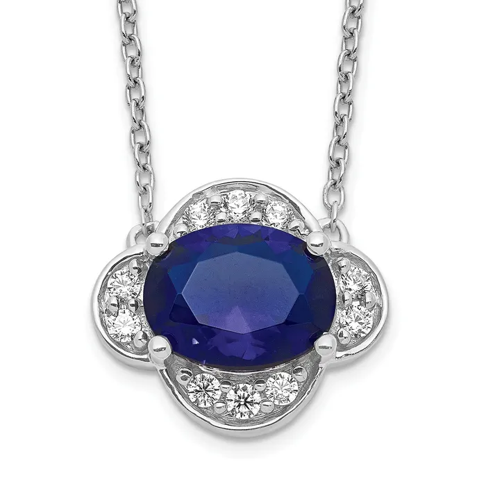 Necklaces Goldia 14k White Gold 15 Ct Lab Grown Diamond VSSI G and Created Sapphire 18 inch Necklace