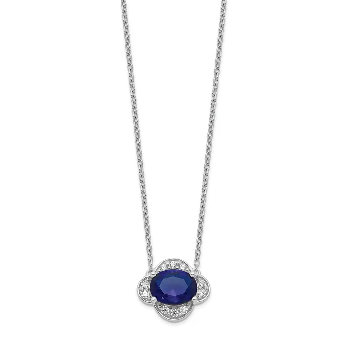Necklaces Goldia 14k White Gold 15 Ct Lab Grown Diamond VSSI G and Created Sapphire 18 inch Necklace