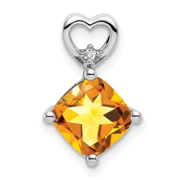 Necklaces Goldia 14k White Gold Citrine and Real Diamond Heart Chain Slide