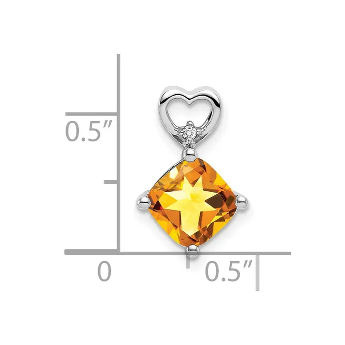 Necklaces Goldia 14k White Gold Citrine and Real Diamond Heart Chain Slide