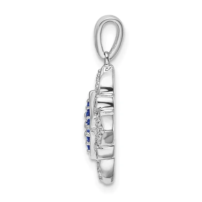 Necklaces Goldia 14k White Gold Sapphire and Real Diamond Vintage Pendant