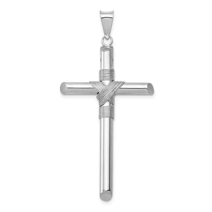 Necklaces Goldia 14k White Gold wCenter Wrap Tube Cross Pendant