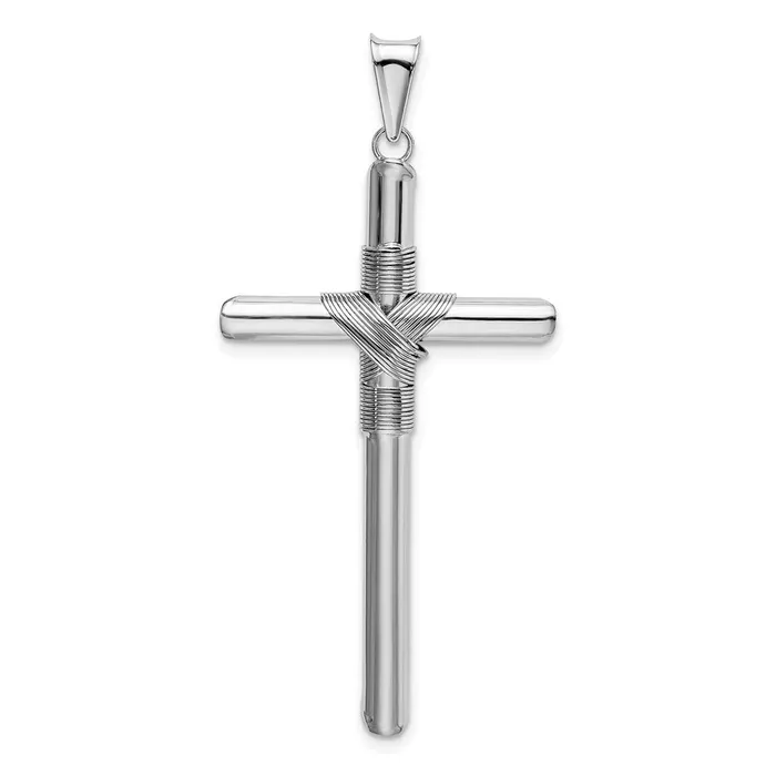 Necklaces Goldia 14k White Gold wCenter Wrap Tube Cross Pendant
