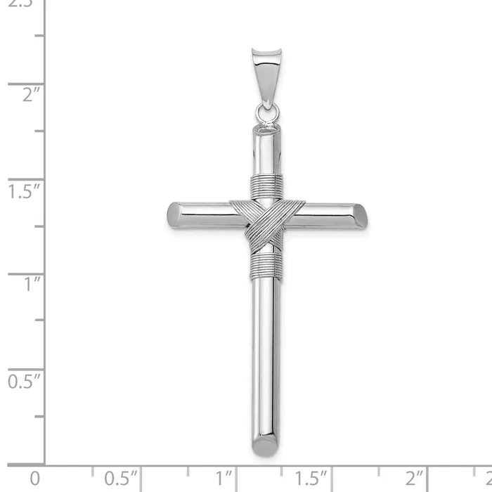 Necklaces Goldia 14k White Gold wCenter Wrap Tube Cross Pendant