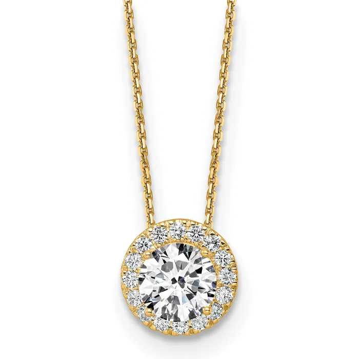 Necklaces Goldia 14k Yellow Gold 2 12 Ct Certified Lab Grown Diamond VSSI G 18 inch Halo Pendant Necklace