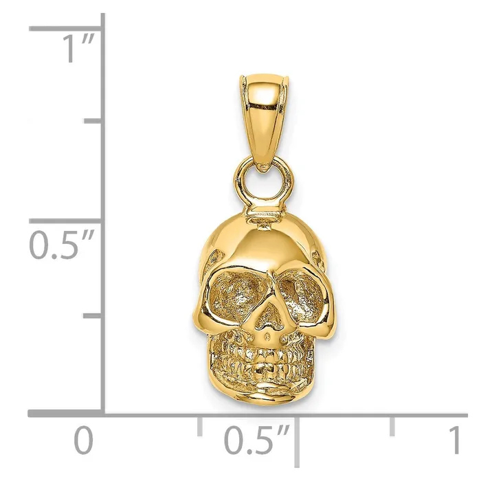 Necklaces Goldia 14k Yellow Gold 3D Polished Skull Pendant