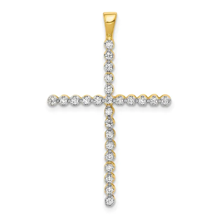 Necklaces Goldia 14k Yellow Gold and Rhodium 14ct Real Diamond Cross Pendant