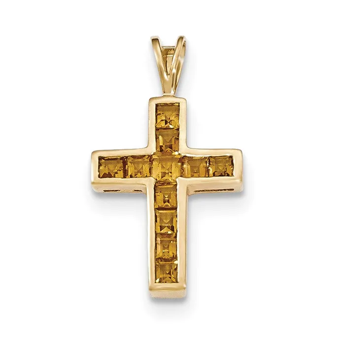 Necklaces Goldia 14k Yellow Gold Citrine Cross Pendant