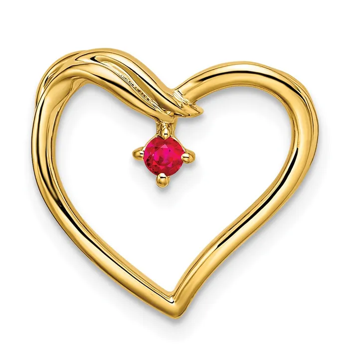 Necklaces Goldia 14K Yellow Gold Polished Ruby Heart Chain Slide