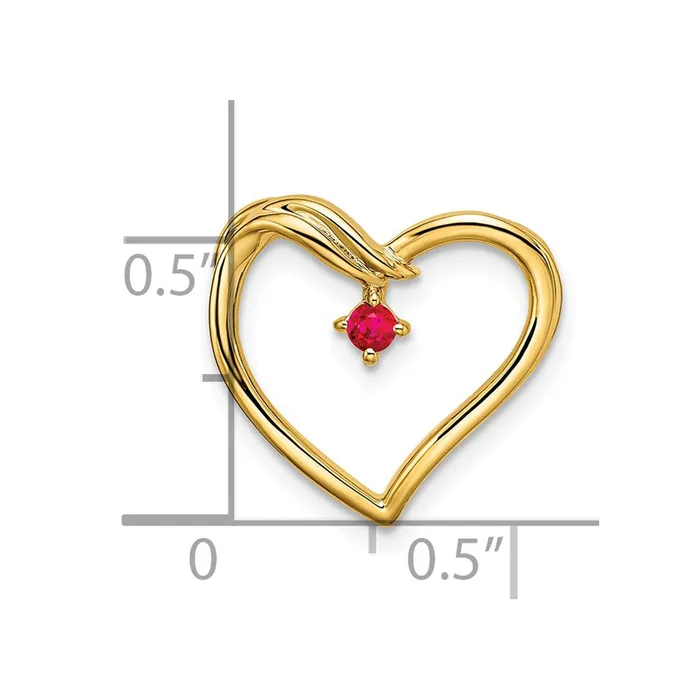 Necklaces Goldia 14K Yellow Gold Polished Ruby Heart Chain Slide