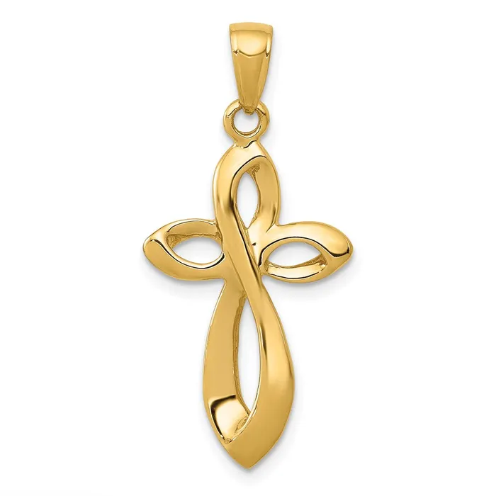 Necklaces Goldia 14k Yellow Gold Polished wSatin Figure 8 Cross Pendant