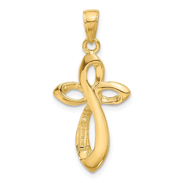 Necklaces Goldia 14k Yellow Gold Polished wSatin Figure 8 Cross Pendant