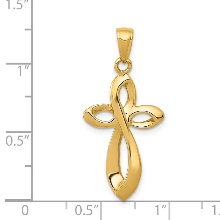 Necklaces Goldia 14k Yellow Gold Polished wSatin Figure 8 Cross Pendant