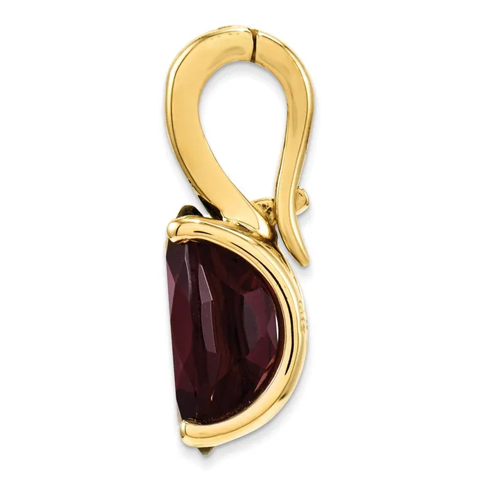 Necklaces Goldia 14K Yellow Gold Real Diamond and Garnet Oval Pendant